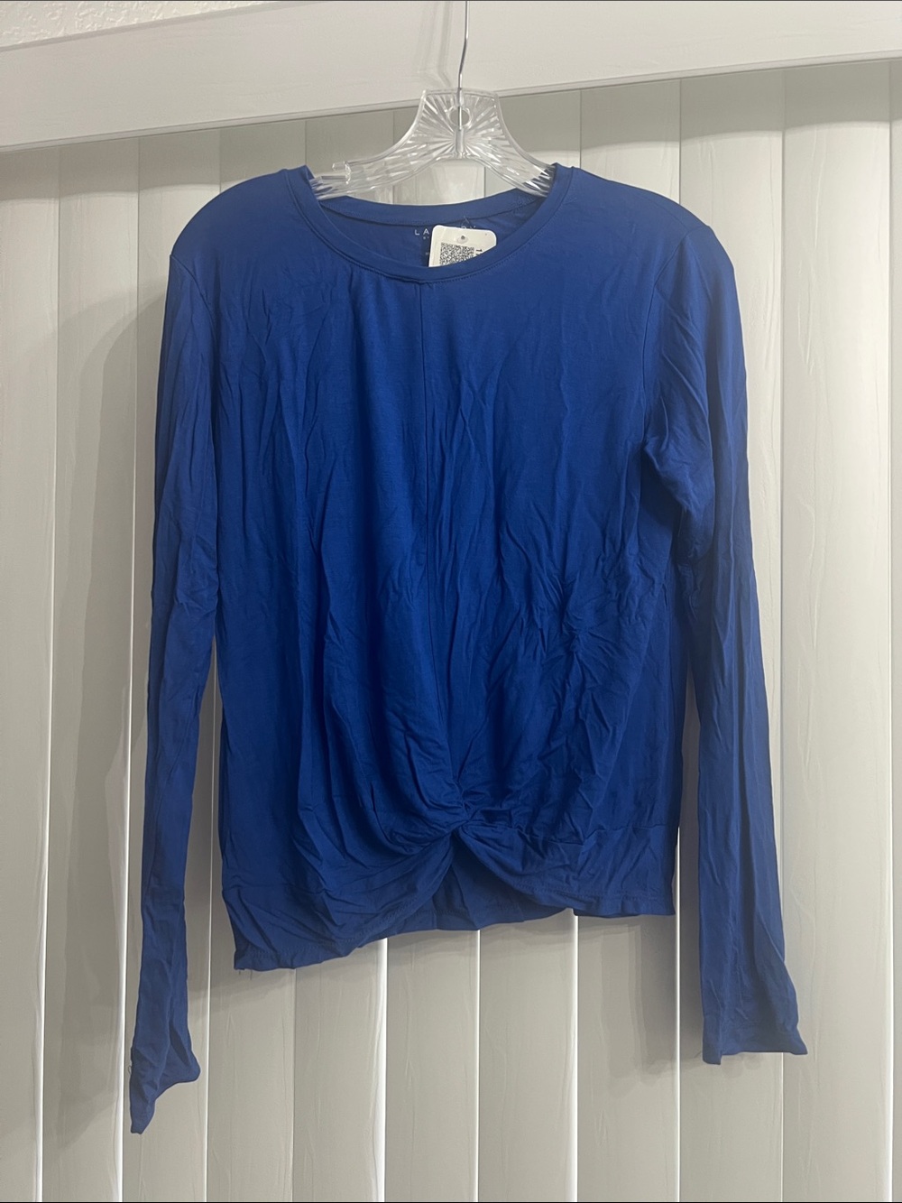 Laundry By Shelli Segal Cobalt Long Sleeve Twist-Hem Top